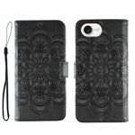 Leder-Handyhülle mit Sonnenmandala-Prägung, Für iPhone 16e / 17e, Für iPhone 17 Pro Max, Für iPhone 17 Pro, Für iPhone 17, Für iPhone Air, Für iPhone 15 Pro Max