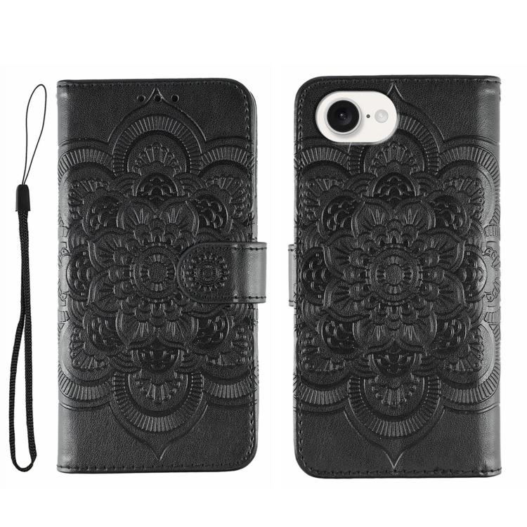 Leder-Handyhülle mit Sonnenmandala-Prägung, Für iPhone 16e / 17e, Für iPhone 17 Pro Max, Für iPhone 17 Pro, Für iPhone 17, Für iPhone Air, Für iPhone 15 Pro Max