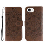 Leder-Handyhülle mit Sonnenmandala-Prägung, Für iPhone 16e / 17e, Für iPhone 17 Pro Max, Für iPhone 17 Pro, Für iPhone 17, Für iPhone Air, Für iPhone 15 Pro Max