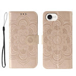 Leder-Handyhülle mit Sonnenmandala-Prägung, Für iPhone 16e / 17e, Für iPhone 17 Pro Max, Für iPhone 17 Pro, Für iPhone 17, Für iPhone Air, Für iPhone 15 Pro Max