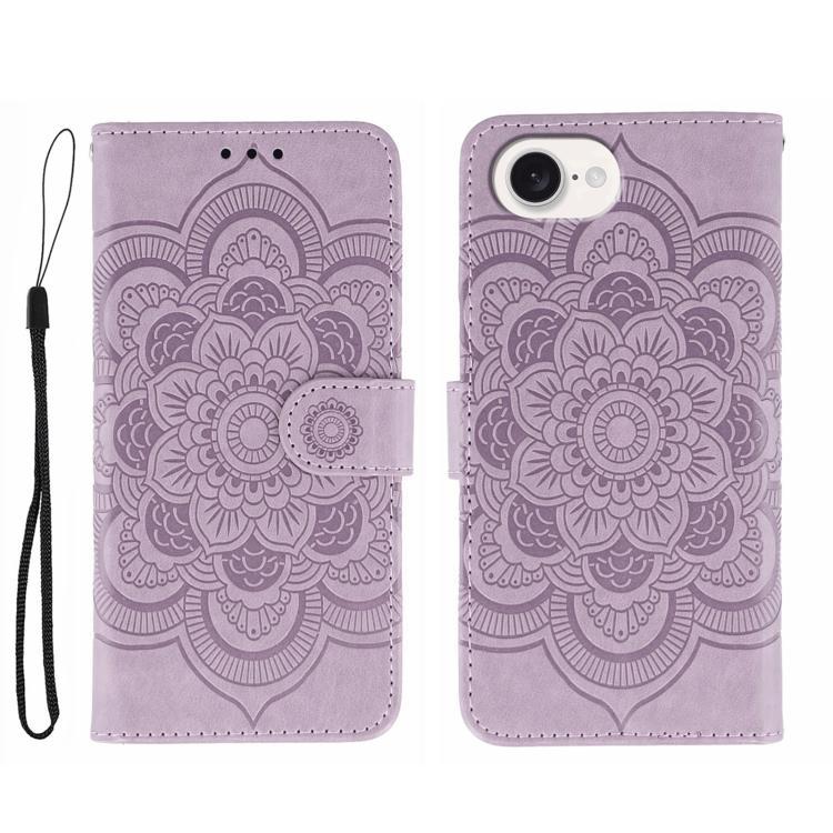 Leder-Handyhülle mit Sonnenmandala-Prägung, Für iPhone 16e / 17e, Für iPhone 17 Pro Max, Für iPhone 17 Pro, Für iPhone 17, Für iPhone Air, Für iPhone 15 Pro Max