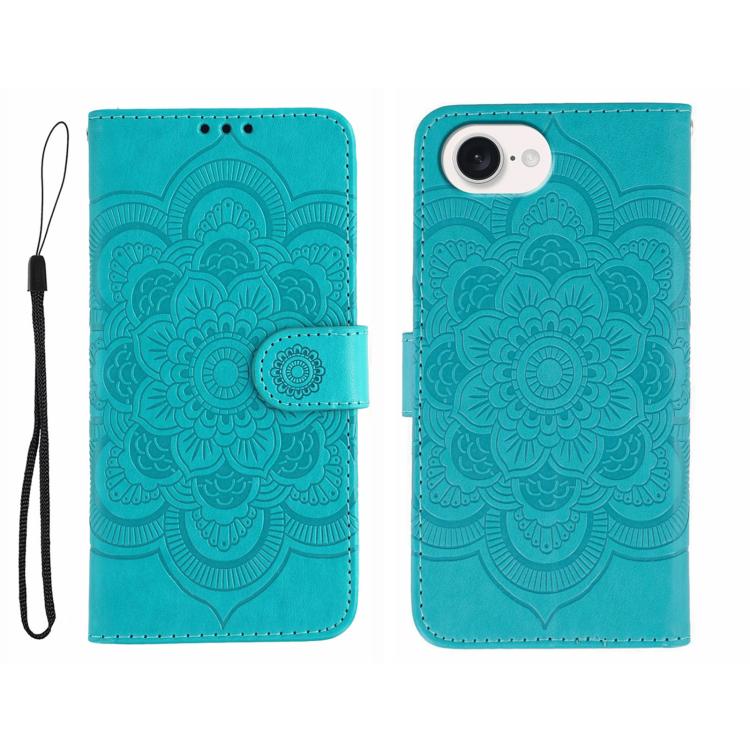 Leder-Handyhülle mit Sonnenmandala-Prägung, Für iPhone 16e / 17e, Für iPhone 17 Pro Max, Für iPhone 17 Pro, Für iPhone 17, Für iPhone Air, Für iPhone 15 Pro Max
