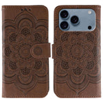 Leder-Handyhülle mit Sonnenmandala-Prägung, Für iPhone 16e / 17e, Für iPhone 17 Pro Max, Für iPhone 17 Pro, Für iPhone 17, Für iPhone Air, Für iPhone 15 Pro Max