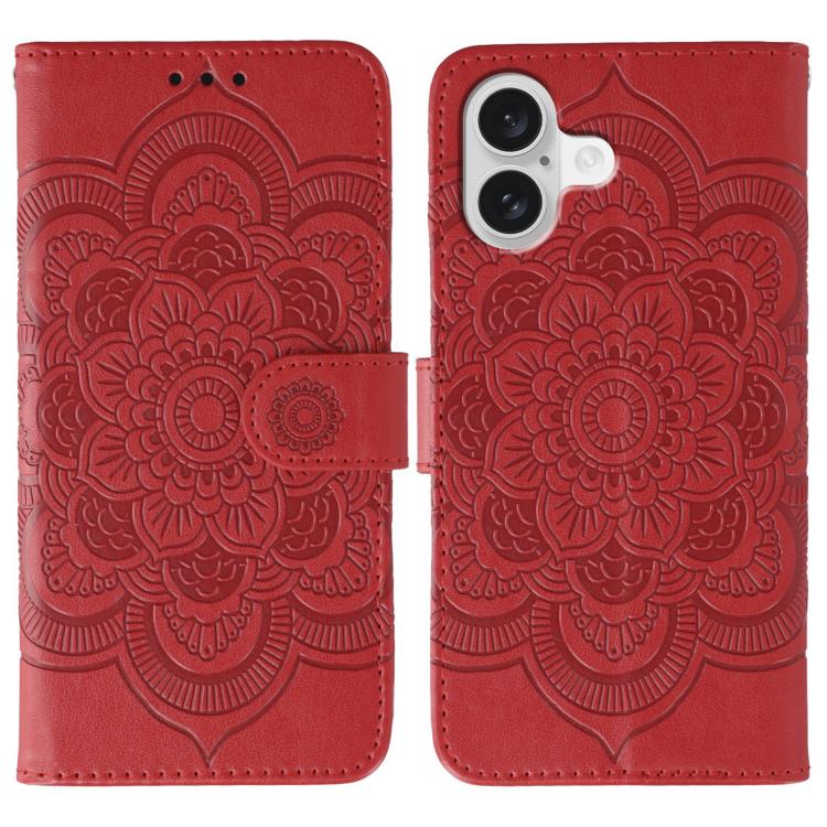 Leder-Handyhülle mit Sonnenmandala-Prägung, Für iPhone 16e / 17e, Für iPhone 17 Pro Max, Für iPhone 17 Pro, Für iPhone 17, Für iPhone Air, Für iPhone 15 Pro Max