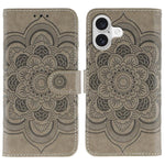 Leder-Handyhülle mit Sonnenmandala-Prägung, Für iPhone 16e / 17e, Für iPhone 17 Pro Max, Für iPhone 17 Pro, Für iPhone 17, Für iPhone Air, Für iPhone 15 Pro Max