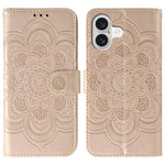 Leder-Handyhülle mit Sonnenmandala-Prägung, Für iPhone 16e / 17e, Für iPhone 17 Pro Max, Für iPhone 17 Pro, Für iPhone 17, Für iPhone Air, Für iPhone 15 Pro Max
