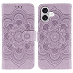 Leder-Handyhülle mit Sonnenmandala-Prägung, Für iPhone 16e / 17e, Für iPhone 17 Pro Max, Für iPhone 17 Pro, Für iPhone 17, Für iPhone Air, Für iPhone 15 Pro Max