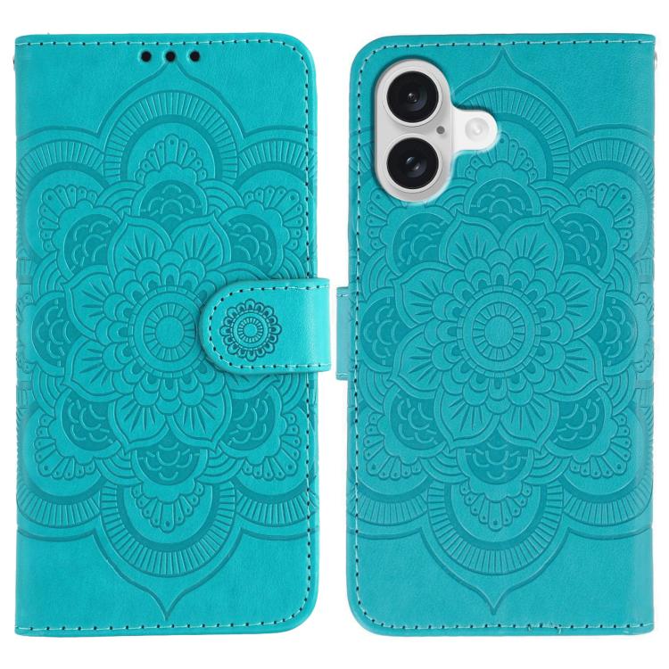 Leder-Handyhülle mit Sonnenmandala-Prägung, Für iPhone 16e / 17e, Für iPhone 17 Pro Max, Für iPhone 17 Pro, Für iPhone 17, Für iPhone Air, Für iPhone 15 Pro Max