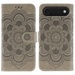 Leder-Handyhülle mit Sonnenmandala-Prägung, Für iPhone 16e / 17e, Für iPhone 17 Pro Max, Für iPhone 17 Pro, Für iPhone 17, Für iPhone Air, Für iPhone 15 Pro Max