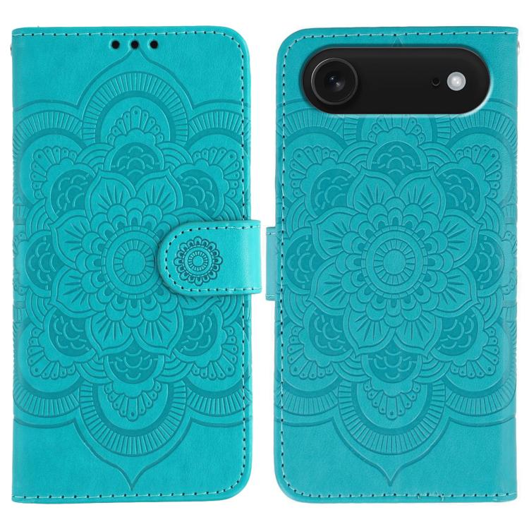 Leder-Handyhülle mit Sonnenmandala-Prägung, Für iPhone 16e / 17e, Für iPhone 17 Pro Max, Für iPhone 17 Pro, Für iPhone 17, Für iPhone Air, Für iPhone 15 Pro Max