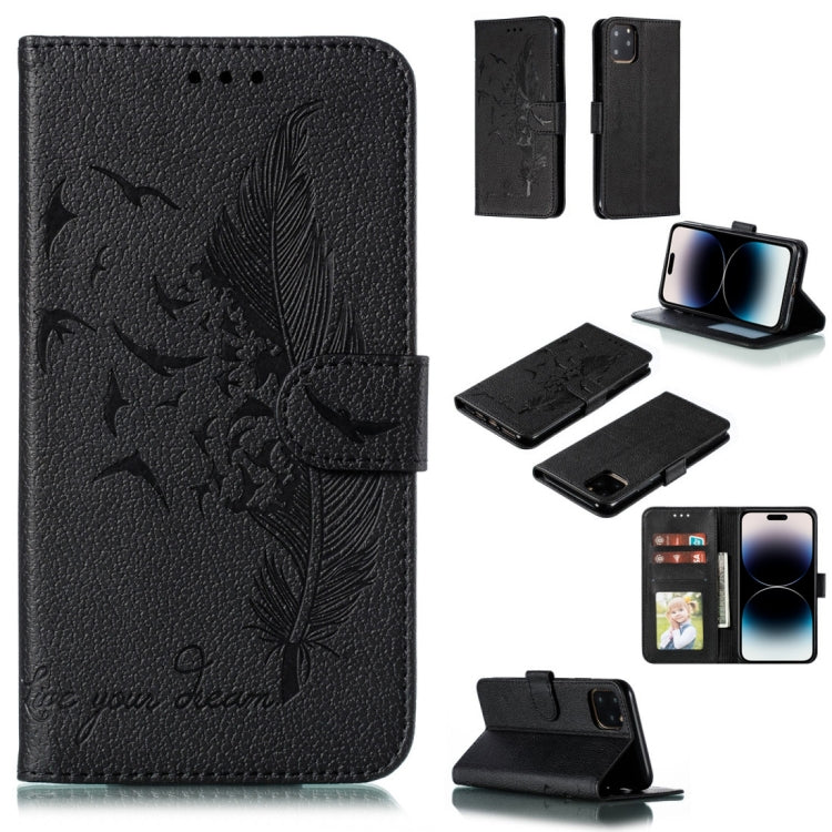 Handyhülle aus Leder mit Feder- und Litschi-Muster, für iPhone 17 Pro Max, für iPhone 17 Pro, für iPhone 17, für iPhone Air, für iPhone 15 Pro Max, für iPhone 15 Pro, für iPhone 15 Plus, für iPhone 15