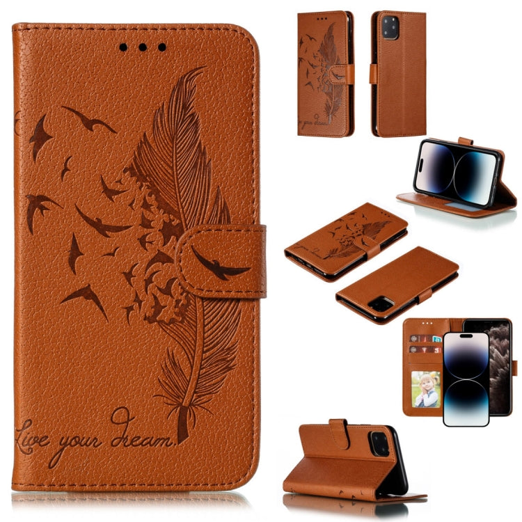 Handyhülle aus Leder mit Feder- und Litschi-Muster, für iPhone 17 Pro Max, für iPhone 17 Pro, für iPhone 17, für iPhone Air, für iPhone 15 Pro Max, für iPhone 15 Pro, für iPhone 15 Plus, für iPhone 15