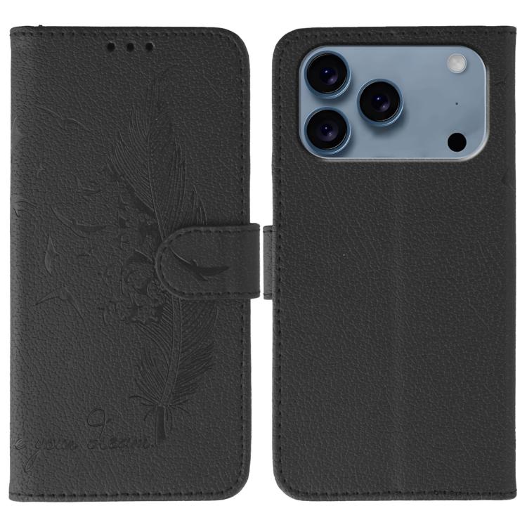 Handyhülle aus Leder mit Feder- und Litschi-Muster, für iPhone 17 Pro Max, für iPhone 17 Pro, für iPhone 17, für iPhone Air, für iPhone 15 Pro Max, für iPhone 15 Pro, für iPhone 15 Plus, für iPhone 15