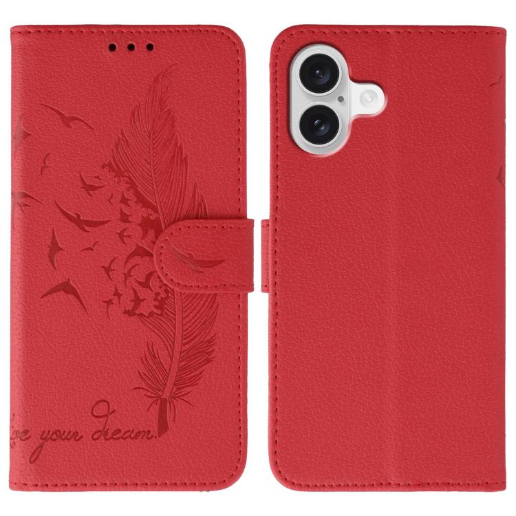 Handyhülle aus Leder mit Feder- und Litschi-Muster, für iPhone 17 Pro Max, für iPhone 17 Pro, für iPhone 17, für iPhone Air, für iPhone 15 Pro Max, für iPhone 15 Pro, für iPhone 15 Plus, für iPhone 15