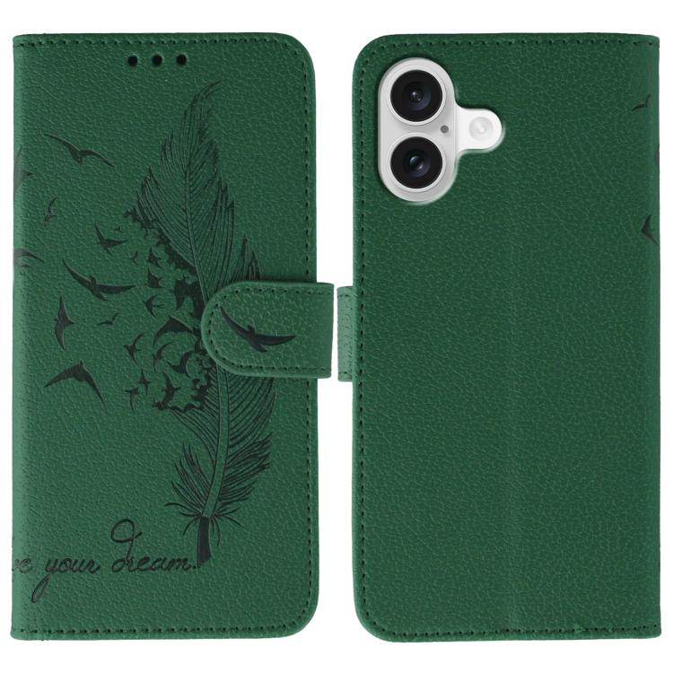 Handyhülle aus Leder mit Feder- und Litschi-Muster, für iPhone 17 Pro Max, für iPhone 17 Pro, für iPhone 17, für iPhone Air, für iPhone 15 Pro Max, für iPhone 15 Pro, für iPhone 15 Plus, für iPhone 15