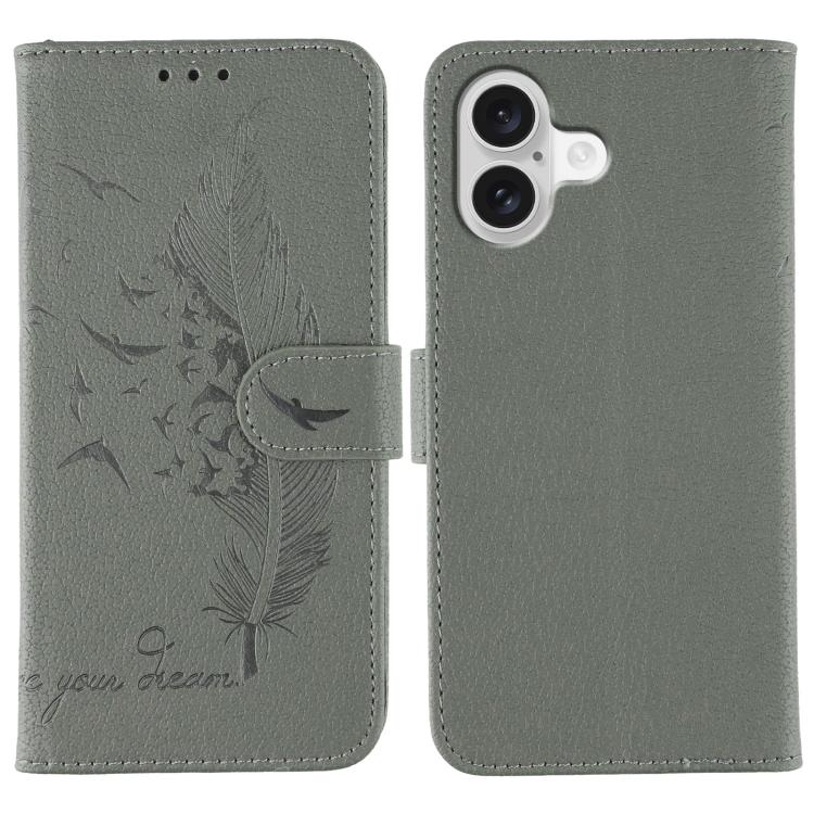 Handyhülle aus Leder mit Feder- und Litschi-Muster, für iPhone 17 Pro Max, für iPhone 17 Pro, für iPhone 17, für iPhone Air, für iPhone 15 Pro Max, für iPhone 15 Pro, für iPhone 15 Plus, für iPhone 15