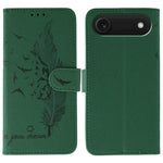 Handyhülle aus Leder mit Feder- und Litschi-Muster, für iPhone 17 Pro Max, für iPhone 17 Pro, für iPhone 17, für iPhone Air, für iPhone 15 Pro Max, für iPhone 15 Pro, für iPhone 15 Plus, für iPhone 15