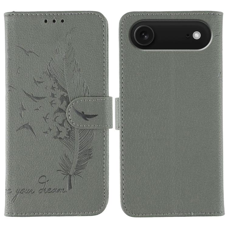 Handyhülle aus Leder mit Feder- und Litschi-Muster, für iPhone 17 Pro Max, für iPhone 17 Pro, für iPhone 17, für iPhone Air, für iPhone 15 Pro Max, für iPhone 15 Pro, für iPhone 15 Plus, für iPhone 15