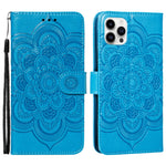 Mandala Embossing Pattern Horizontal Flip Leather Phone Case, For iPhone 16 Pro Max, For iPhone 16 Pro, For iPhone 16 Plus, For iPhone 16, For iPhone 15 Pro Max, For iPhone 15 Pro