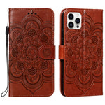 Mandala Embossing Pattern Horizontal Flip Leather Phone Case, For iPhone 16 Pro Max, For iPhone 16 Pro, For iPhone 16 Plus, For iPhone 16, For iPhone 15 Pro Max, For iPhone 15 Pro
