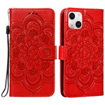Mandala Embossing Pattern Horizontal Flip Leather Phone Case, For iPhone 15 Plus, For iPhone 15
