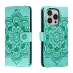 Mandala Embossing Pattern Horizontal Flip Leather Phone Case, For iPhone 16 Pro Max, For iPhone 16 Pro, For iPhone 16 Plus, For iPhone 16, For iPhone 15 Pro Max, For iPhone 15 Pro