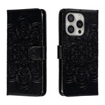 Mandala Embossing Pattern Horizontal Flip Leather Phone Case, For iPhone 16 Pro Max, For iPhone 16 Pro, For iPhone 16 Plus, For iPhone 16, For iPhone 15 Pro Max, For iPhone 15 Pro