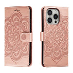 Mandala Embossing Pattern Horizontal Flip Leather Phone Case, For iPhone 16 Pro Max, For iPhone 16 Pro, For iPhone 16 Plus, For iPhone 16, For iPhone 15 Pro Max, For iPhone 15 Pro