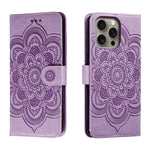Mandala Embossing Pattern Horizontal Flip Leather Phone Case, For iPhone 16 Pro Max, For iPhone 16 Pro, For iPhone 16 Plus, For iPhone 16, For iPhone 15 Pro Max, For iPhone 15 Pro