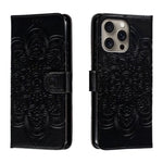 Mandala Embossing Pattern Horizontal Flip Leather Phone Case, For iPhone 16 Pro Max, For iPhone 16 Pro, For iPhone 16 Plus, For iPhone 16, For iPhone 15 Pro Max, For iPhone 15 Pro