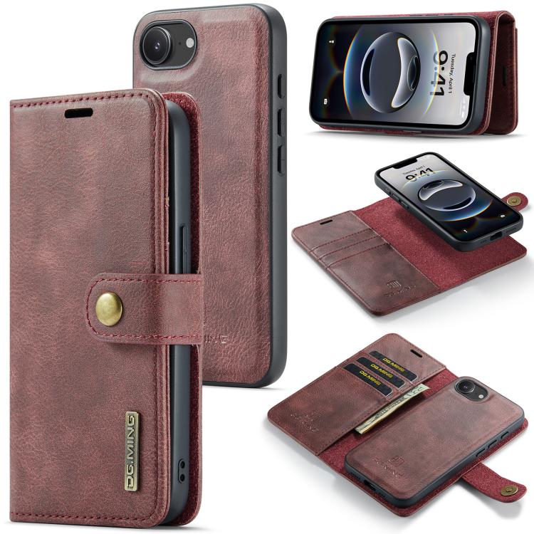 DG.MING Crazy Horse Textur Abnehmbare magnetische Leder-Handyhülle, Für iPhone 17e / 16e, Für iPhone 17 Pro Max, Für iPhone 17 Pro, Für iPhone 17, Für iPhone Air, Für iPhone 16 Pro Max, Für iPhone 16 Pro, Für iPhone 16 Plus, Für iPhone 16