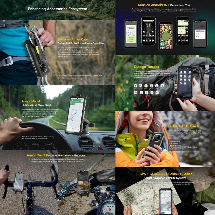 Ulefone Armor 22, robustes Smartphone (IP68/IP69K), 6,58 Zoll, Android 15, MediaTek Helio G96 Octa-Core-Prozessor, Netzwerk: 4G, NFC, OTG, 8 GB + 128 GB, 8 GB + 256 GB