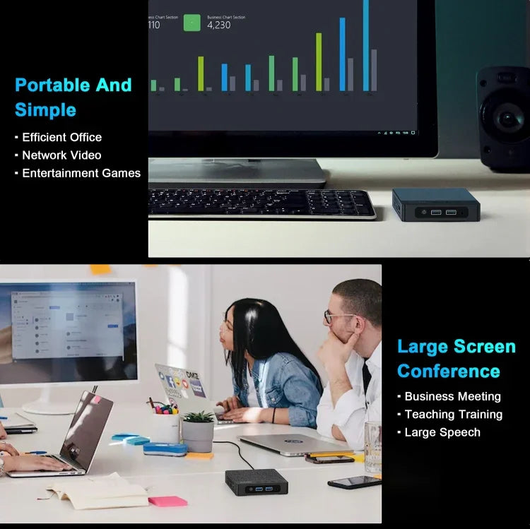 GXMO N42 Windows 11 Intel Gemini Lake N4020C Mini PC NVME SSD WiFi Mini-Desktop-Computer, 4GB+64GB, 4GB+64GB+256GB