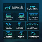 GXMO N42 Windows 11 Intel Gemini Lake N4020C Mini PC NVME SSD WiFi Mini-Desktop-Computer, 4GB+64GB, 4GB+64GB+256GB