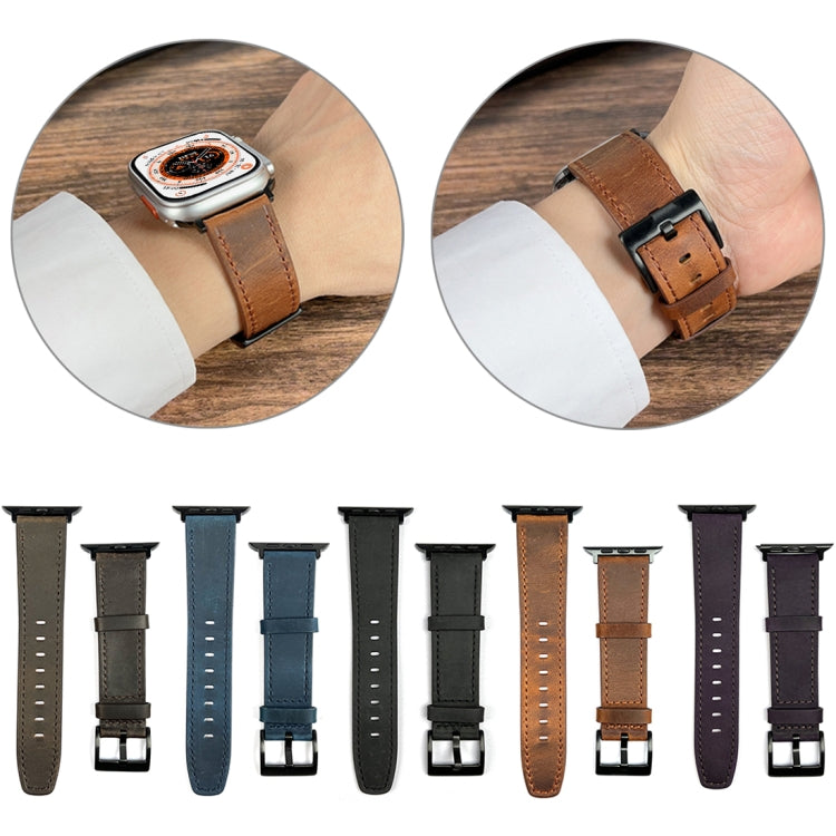 Retro-Textur Leder-Uhrenarmband, Für Apple Watch Ultra 49mm, Für Apple Watch SE 2023 44mm, Für Apple Watch SE 2023 40mm, Für Apple Watch 8 41mm, Für Apple Watch 8 45mm, Für Apple Watch Ultra 2 49mm, Für Apple Watch 9 45mm, Für Apple Watch SE 2022 40mm...