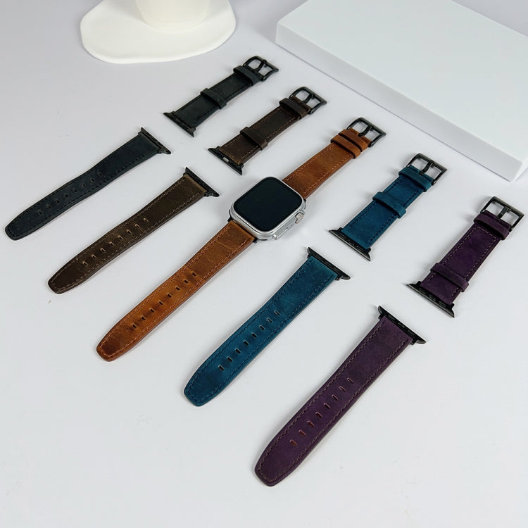 Retro-Textur Leder-Uhrenarmband, Für Apple Watch Ultra 49mm, Für Apple Watch SE 2023 44mm, Für Apple Watch SE 2023 40mm, Für Apple Watch 8 41mm, Für Apple Watch 8 45mm, Für Apple Watch Ultra 2 49mm, Für Apple Watch 9 45mm, Für Apple Watch SE 2022 40mm...