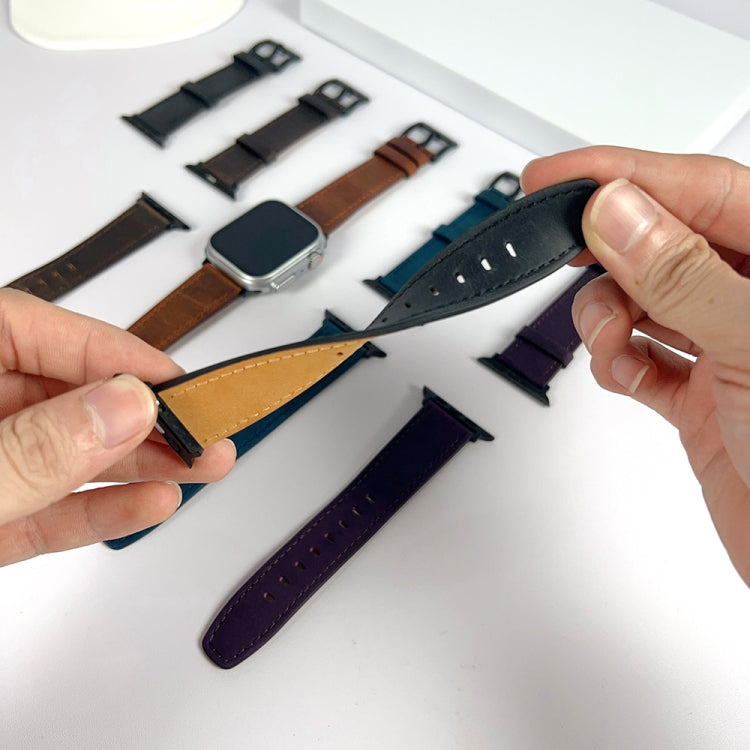 Retro-Textur Leder-Uhrenarmband, Für Apple Watch Ultra 49mm, Für Apple Watch SE 2023 44mm, Für Apple Watch SE 2023 40mm, Für Apple Watch 8 41mm, Für Apple Watch 8 45mm, Für Apple Watch Ultra 2 49mm, Für Apple Watch 9 45mm, Für Apple Watch SE 2022 40mm...