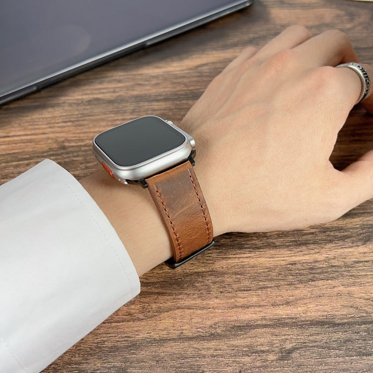 Retro-Textur Leder-Uhrenarmband, Für Apple Watch Ultra 49mm, Für Apple Watch SE 2023 44mm, Für Apple Watch SE 2023 40mm, Für Apple Watch 8 41mm, Für Apple Watch 8 45mm, Für Apple Watch Ultra 2 49mm, Für Apple Watch 9 45mm, Für Apple Watch SE 2022 40mm...