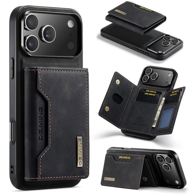 DG.MING M2 Series 3-Fold Card Bag Wallet Leather Phone Case, For iPhone 18 Pro / 17 Pro, For iPhone 18 Pro Max / 17 Pro Max, For iPhone 17e / 16e, For iPhone 17, For iPhone Air, For iPhone 16 Pro Max, For iPhone 16 Pro, For iPhone 16 Plus, For iPhone 16