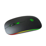 HXSJ T18 2,4 GHz 1600 dpi Dual-Modus-Funkmaus mit Beleuchtung, USB + Bluetooth 5.1, wiederaufladbar