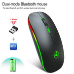 HXSJ T18 2,4 GHz 1600 dpi Dual-Modus-Funkmaus mit Beleuchtung, USB + Bluetooth 5.1, wiederaufladbar