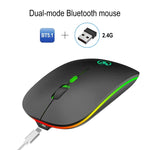HXSJ T18 2,4 GHz 1600 dpi Dual-Modus-Funkmaus mit Beleuchtung, USB + Bluetooth 5.1, wiederaufladbar