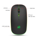 HXSJ T18 2,4 GHz 1600 dpi Dual-Modus-Funkmaus mit Beleuchtung, USB + Bluetooth 5.1, wiederaufladbar