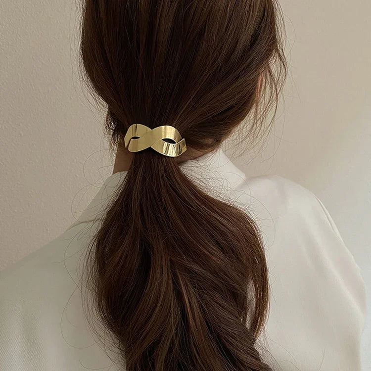 Koreanisches schlichtes Haarband aus hochelastischem, gebürstetem Metall für Damen