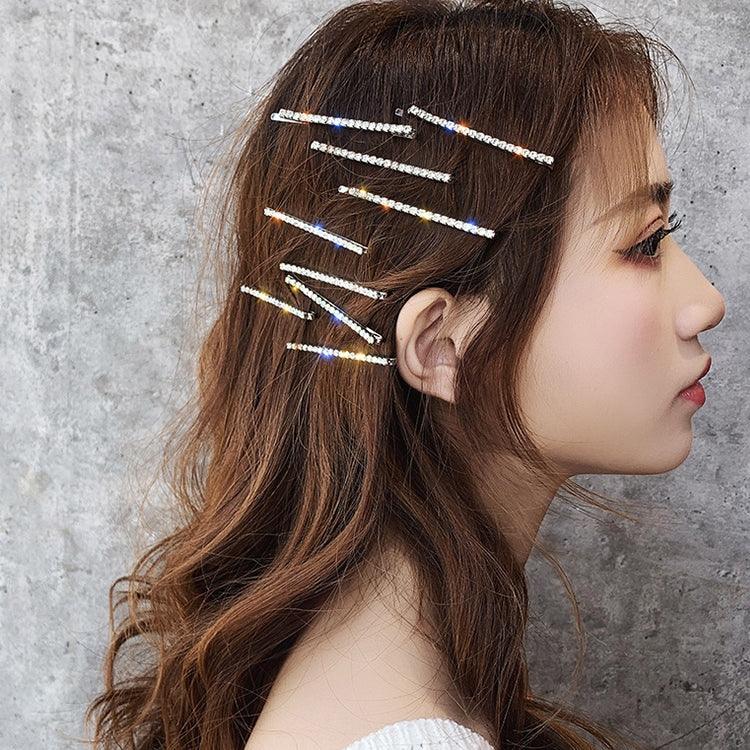 Trendiger Promi-Haarspangen-Stirnschmuck mit Strasssteinen, 4er-Set