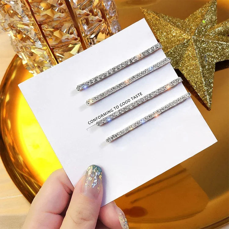 Trendiger Promi-Haarspangen-Stirnschmuck mit Strasssteinen, 4er-Set