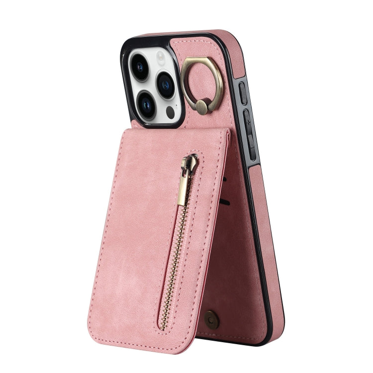 Retro Ring und Reißverschluss RFID-Kartenfach Handyhülle, für iPhone 16 Pro, für iPhone 16 Plus, für iPhone 16, für iPhone 15 Pro Max, für iPhone 15 Pro, für iPhone 15 Plus