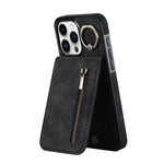Retro Ring und Reißverschluss RFID-Kartenfach Handyhülle, für iPhone 16 Pro, für iPhone 16 Plus, für iPhone 16, für iPhone 15 Pro Max, für iPhone 15 Pro, für iPhone 15 Plus