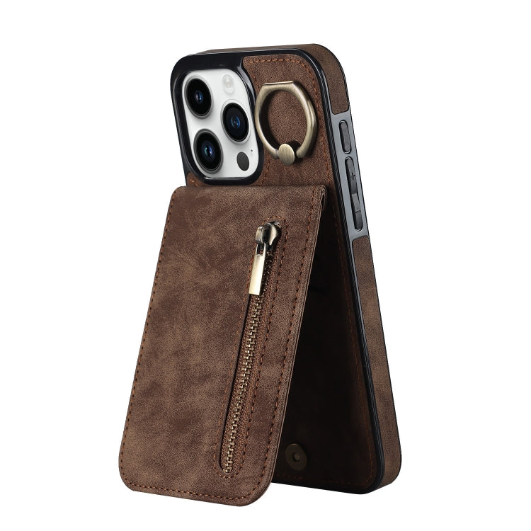 Retro Ring und Reißverschluss RFID-Kartenfach Handyhülle, für iPhone 16 Pro, für iPhone 16 Plus, für iPhone 16, für iPhone 15 Pro Max, für iPhone 15 Pro, für iPhone 15 Plus