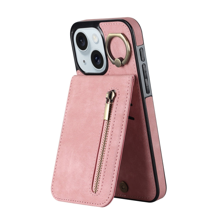 Retro Ring und Reißverschluss RFID-Kartenfach Handyhülle, für iPhone 16 Pro, für iPhone 16 Plus, für iPhone 16, für iPhone 15 Pro Max, für iPhone 15 Pro, für iPhone 15 Plus